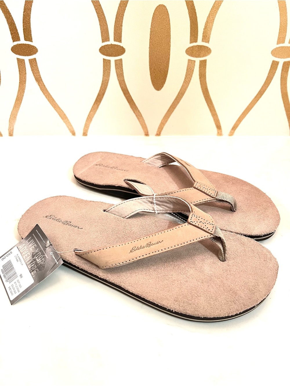 Eddie Bauer Women's Tan Suede Thong Sandals
